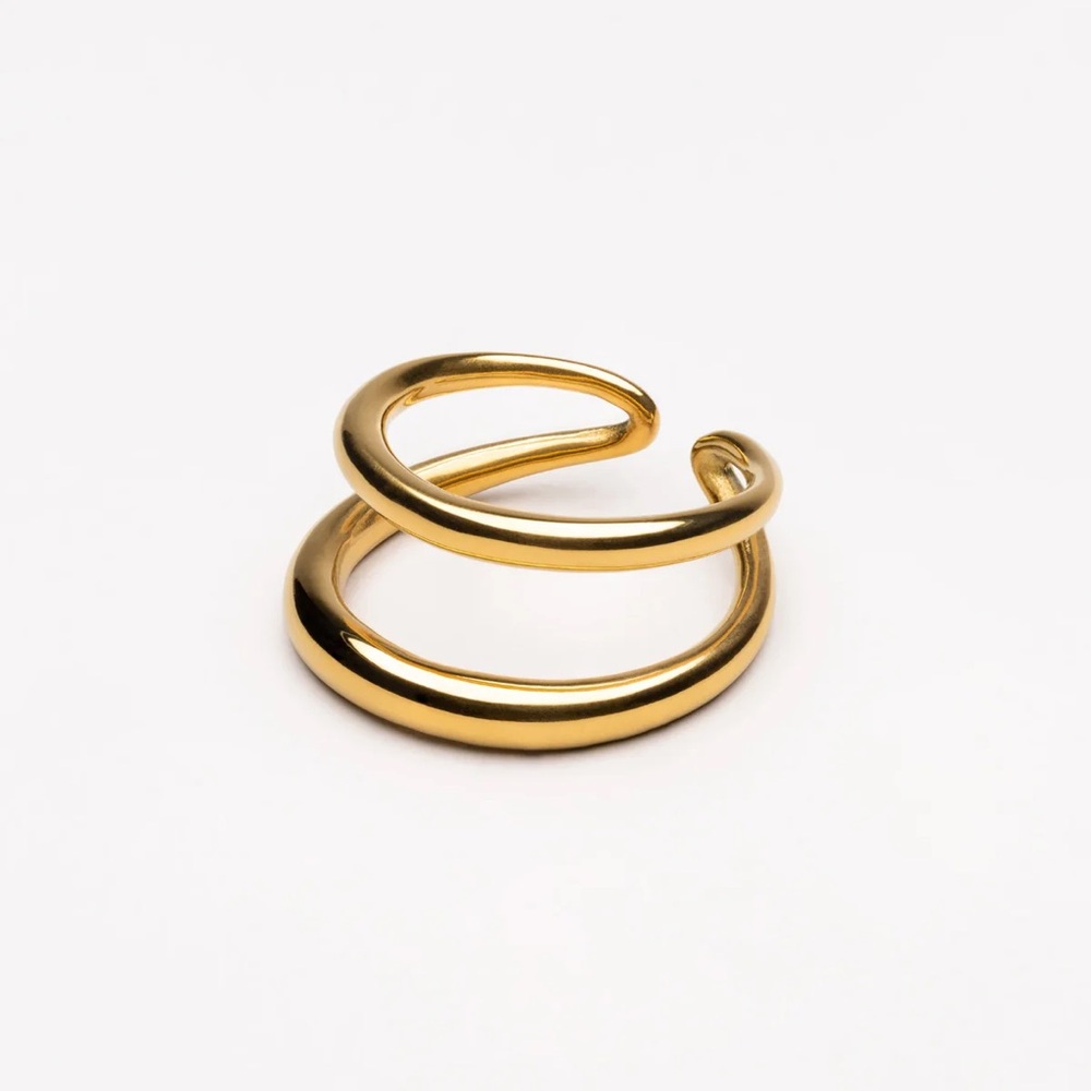 Atolea Double Dare Ring - Size 8, 18k Gold Triple Plated, & New w/ Dust Bag